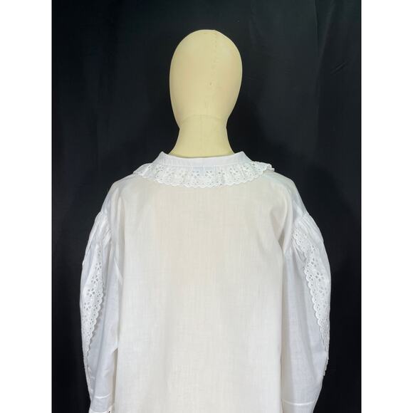 Vintage Original Alpen Trachten White Blouse, Eyelet Ruffle and Trim Plus Size - Picture 6 of 8